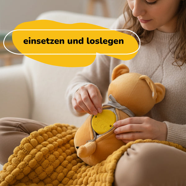 Lenabo Starter Kit mit Lenabie Tali (Puma) und Smart Speaker – herausnehmbares Audio-Modul wird in das Kuscheltier eingesetzt, einfache Inbetriebnahme „einsetzen und loslegen“, waschbares Plüschtier mit integriertem Lautsprecher für Hörspiele, Gute-Nacht-Geschichten und Weißes Rauschen für Kinder ab 0 Jahren